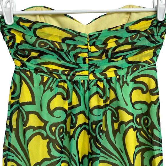 Women's Milly Green Silk Pleated Strapless Back Zip Closure Short Sheath Dress 2 - Picture 5 of 12